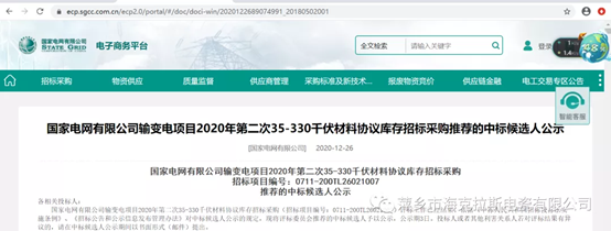 ?？死怪袠?biāo)國(guó)家電網(wǎng)有限公司輸變電35-330千伏材料協(xié)議庫(kù)存項(xiàng)目,中標(biāo)金額2858.16萬(wàn)元